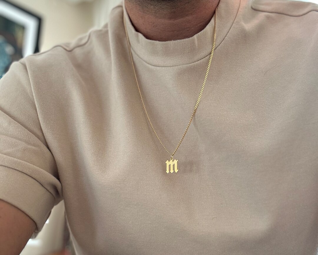 Sterling Silver Man Necklace, Men Initial Necklace Personalized