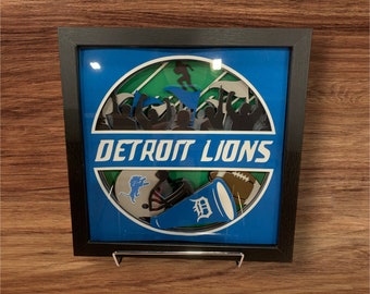 9"x9" Custom Detroit Lions Football Shadowbox