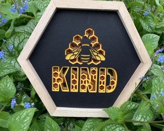 5" Hexagon Bee Kind Shadowbox