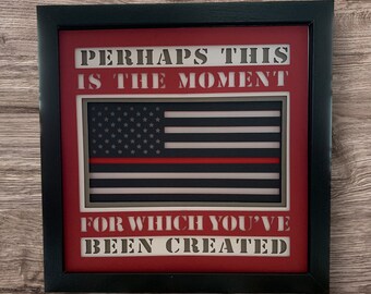 9"x9" Thin Red Line Flag Shadowbox
