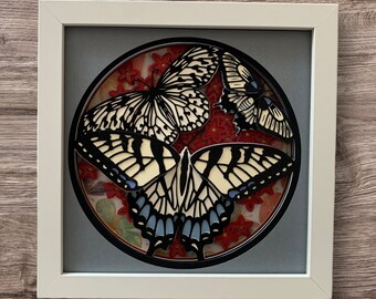 8"x8" Velour Butterflies Shadowbox