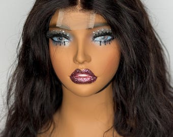 Straight Human Hair Bang 2x6  Lace Closure  Remy Human Hair Wigs 14 Inch