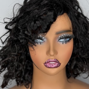 Bouncy fringe wig 8 inch Burgundy   colour 100% human hair wig 1B