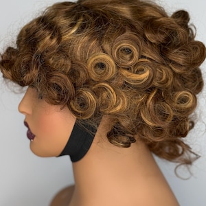 Bouncy fringe wig 8 inch piano colour 100% human hair wig