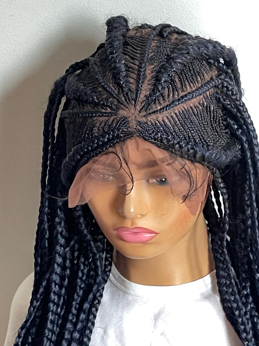 360 Full Lace Cornrow Braided Wig Full Hair Humain Hair Baby Blue 30 ...