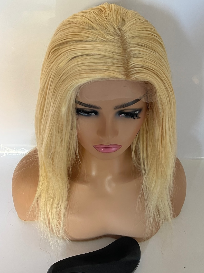100% Human Remy Brazilian shops Hair 4x4 Lace Closure 613 Blonde Wig