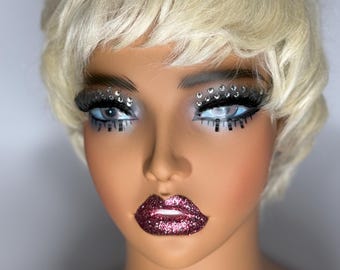 Blonde  Short Pixie Human Hair Wig Straight Wig  Hairstyle