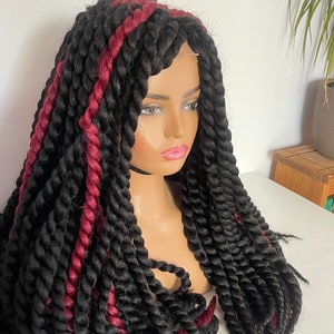 Large Knotless Twist braided wig for black women senegalese twist