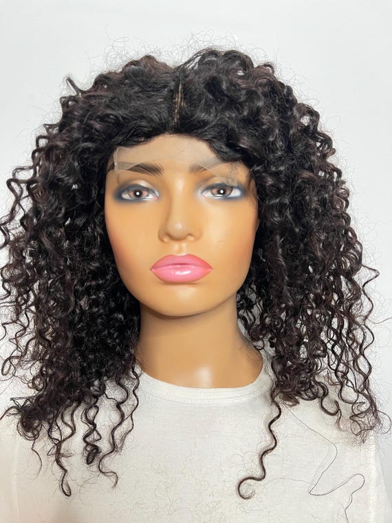 Perruque Cheveux Humains Brésiliens Bouclés Noirs - YARRA - Taille Moyen - Neuf Avec étiquettes