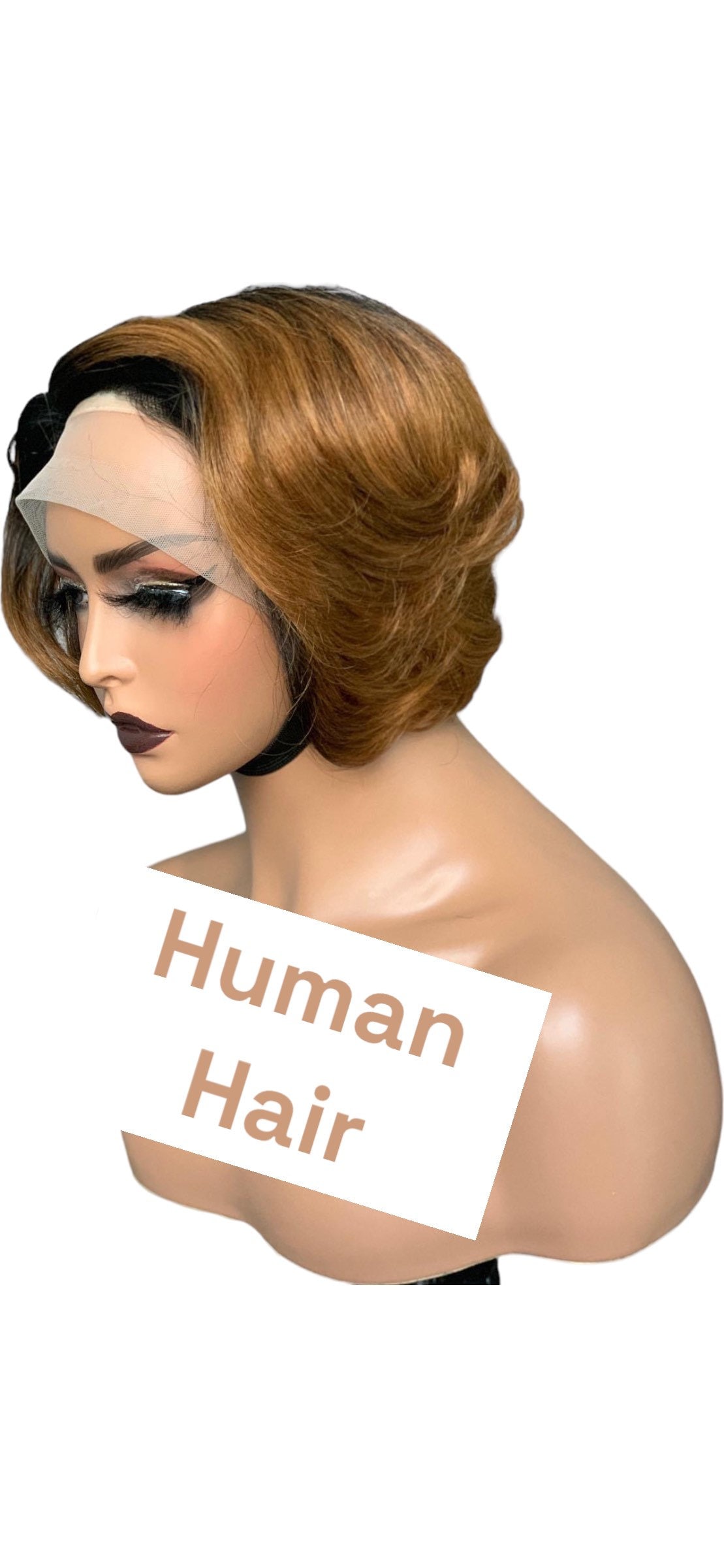 Blonde Short Pixie Cut Straight Lace Front Human Hair Wigs For Women Slicked Back Bob Wigs