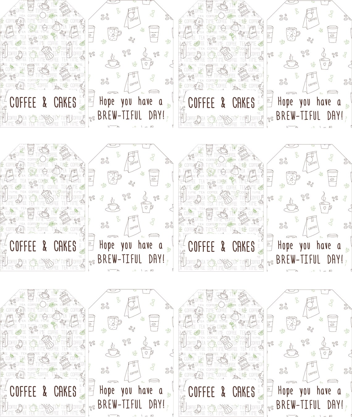 Printable Coffee and Bakery Gift Tags Doodle Bakery - Etsy