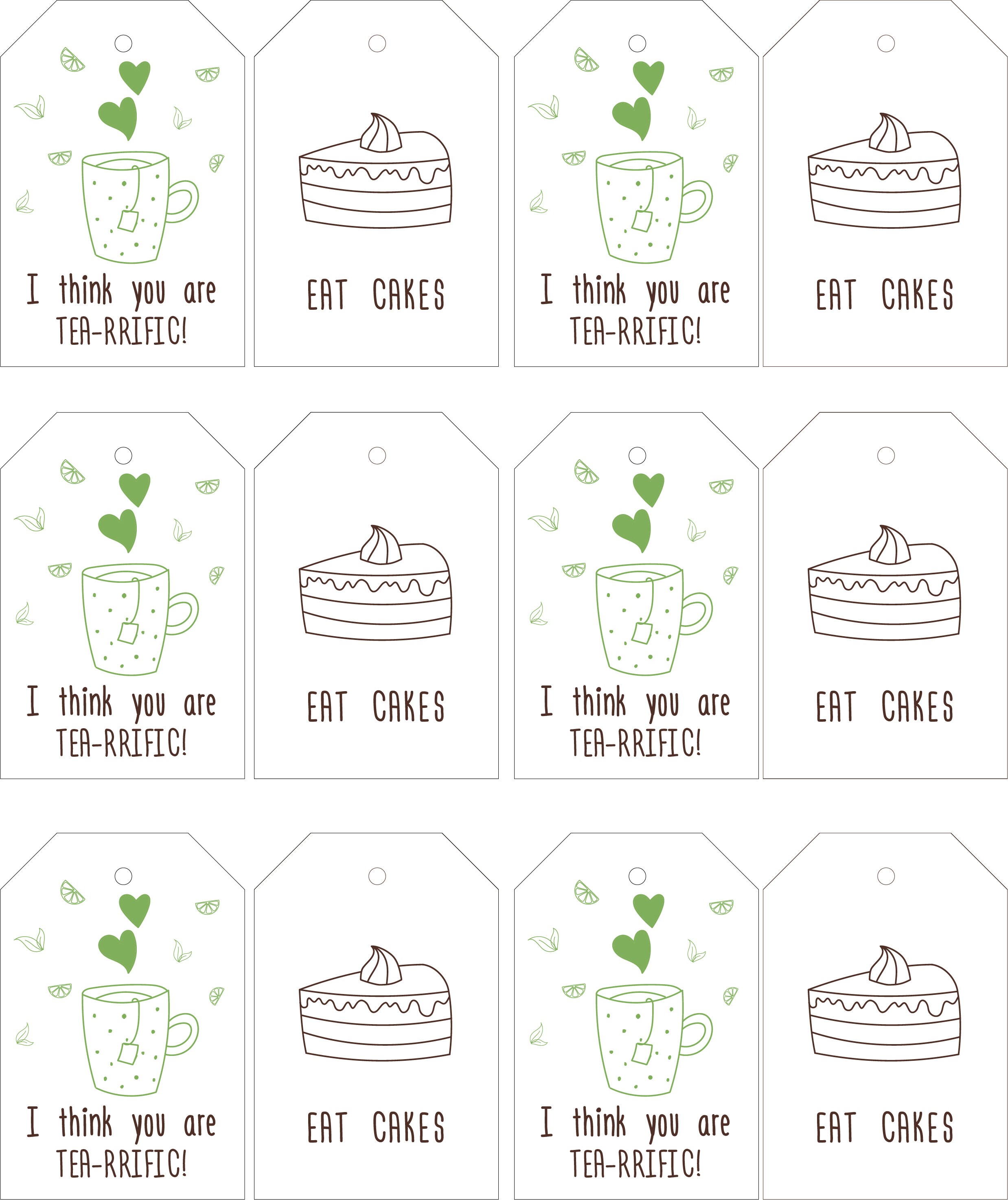Printable Coffee and Bakery Gift Tags, Doodle Bakery Collection of ...