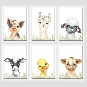 CHOOSE YOUR OWN! Farm Animals Boys Girls A4 or A3 Nursery Set Of Unframed Prints Alpaca Pig Cow Duck Sheep Rabbit