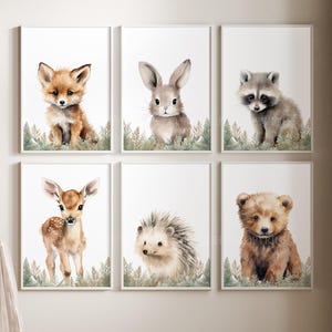 CHOOSE YOUR OWN! Woodland Forest Animal Fox Bunny Deer | Set Of Unframed Nursery Prints