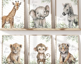 CHOOSE YOUR OWN! Safari Jungle Animal Quote Boys Girls Unisex Set Of Unframed Nursery Prints