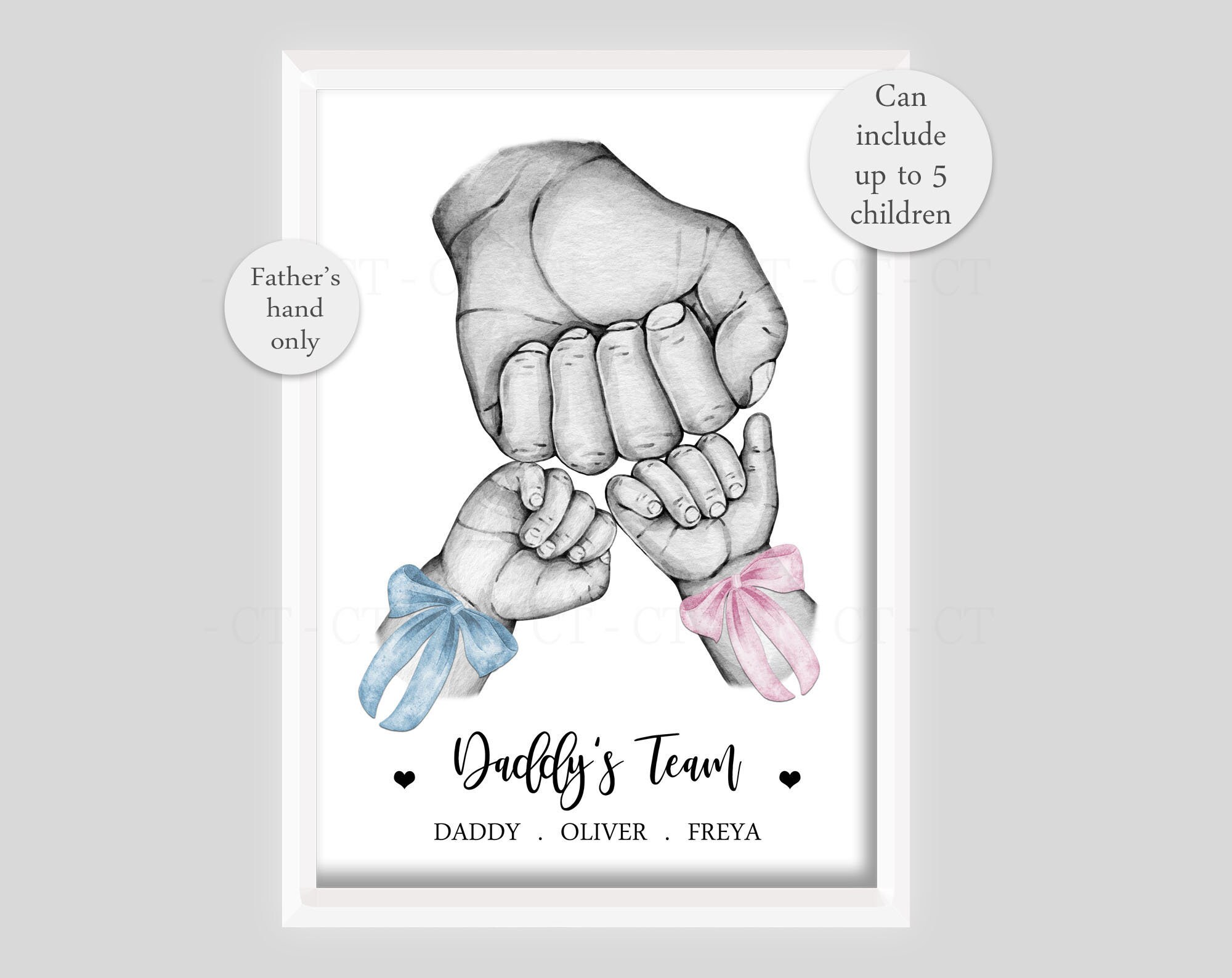 Personalised Family Daddy's Team Print Fist Hands Up To 5 Etsy