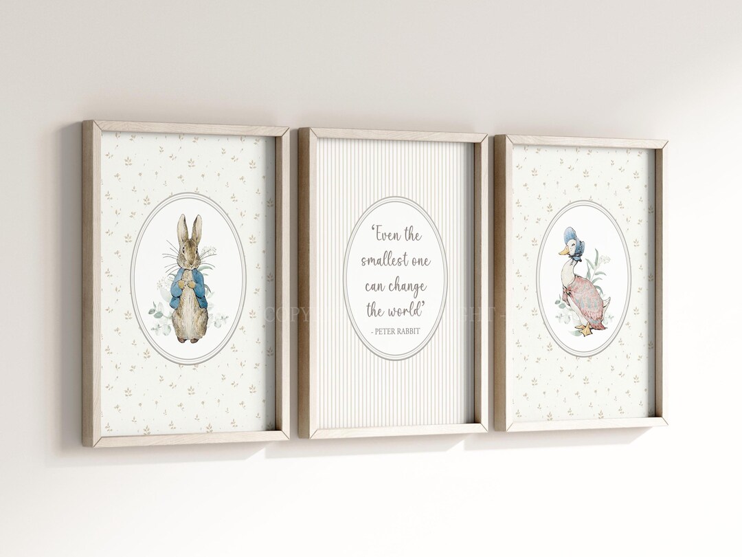 Rabbit Peter Baby A4 or A3 Nursery Set of Unframed Vintage Prints Blue ...