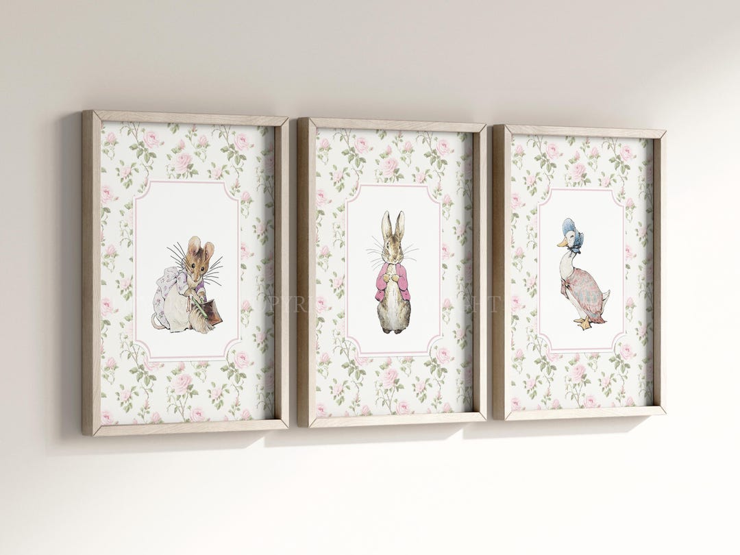 Rabbit Peter Baby A4 or A3 Nursery Set of Unframed Vintage Prints Blue ...