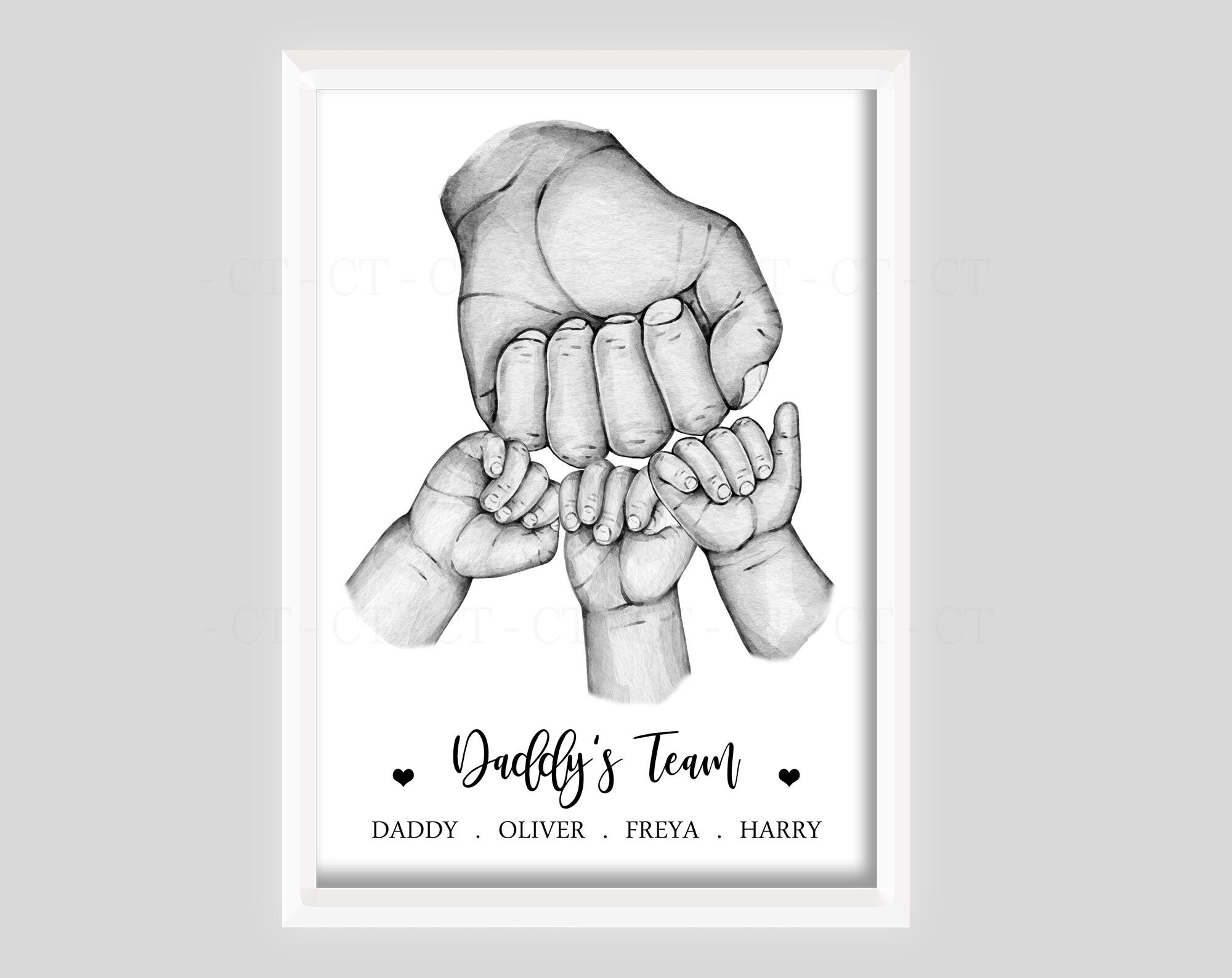 Personalised Family Daddy's Team Print Fist Hands up to 5 Etsy UK