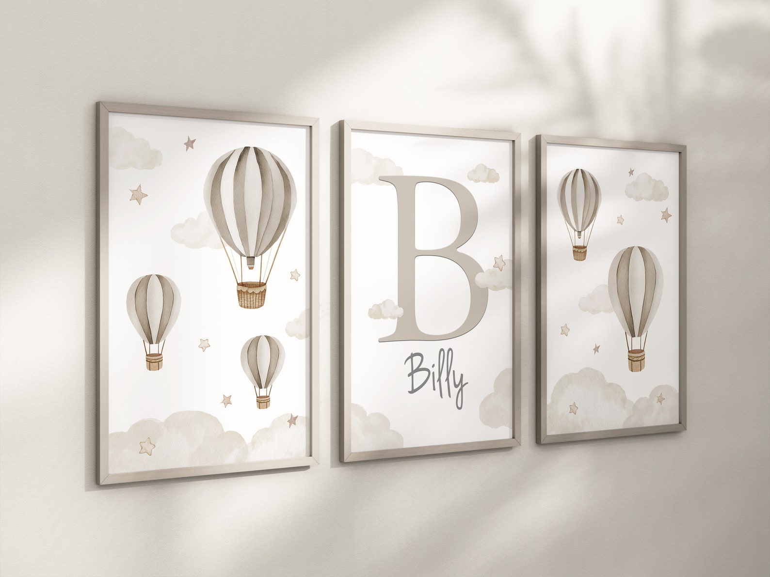 Baby Nursery Air Balloon Cloud Prints | A4 or A3 Size | Stars | Boy ...