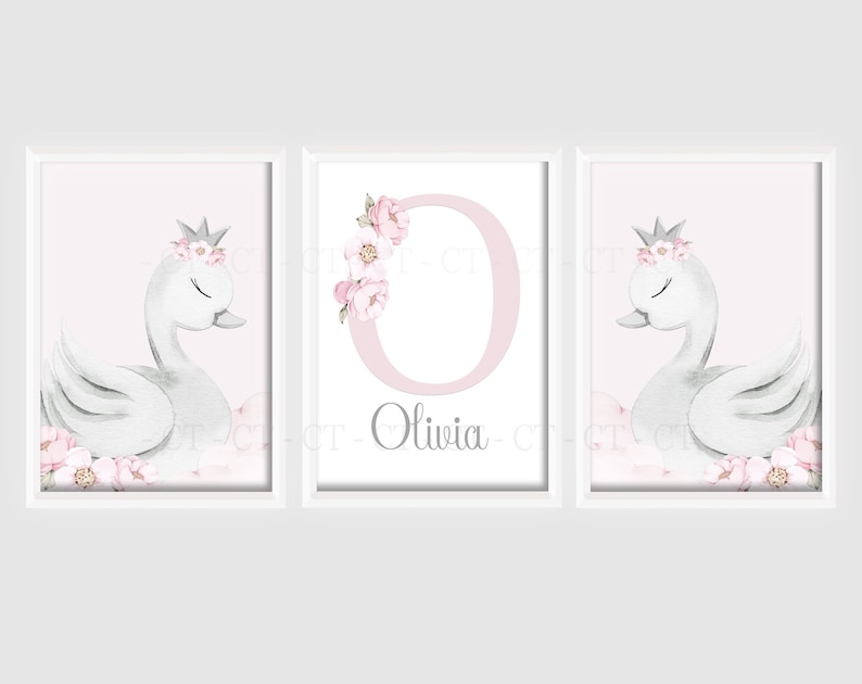 Swan Princess Girls A4 or A3 Nursery Set of Unframed - Etsy UK