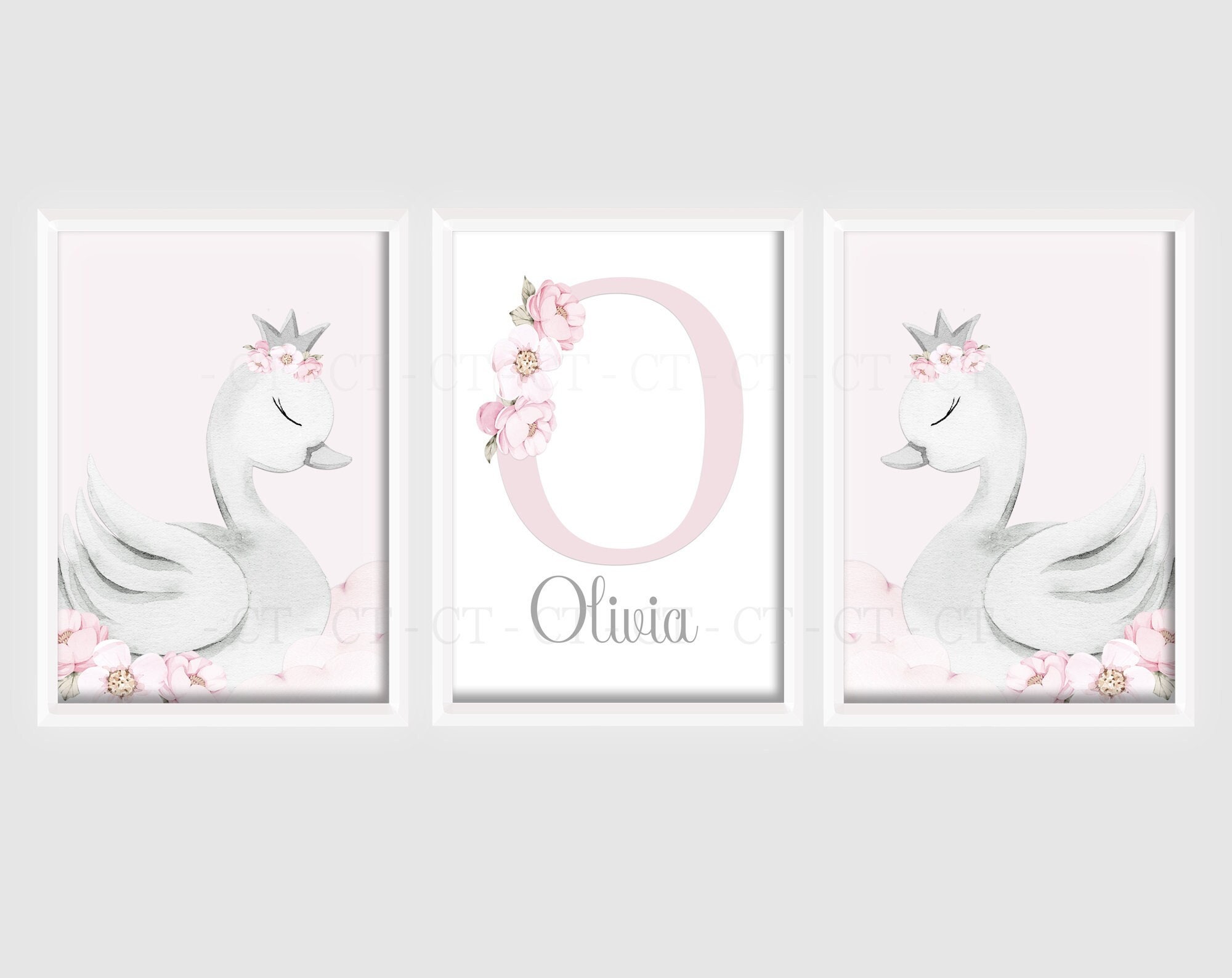 Swan Princess Girls A4 or A3 Nursery Set of Unframed | Etsy