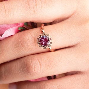 Unique Engagement Ring, Color Changing Alexandrite, Promise & Proposal, Rose Gold