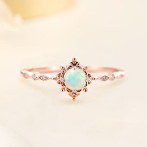 Vintage Opal Engagement Ring Dainty Ring Promise Ring Rose - Etsy