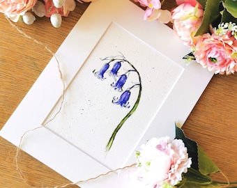 Original Handpainted Watercolour English Bluebell Painting