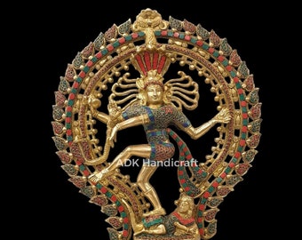 Brass Dancing Shiva Nataraja Statue 22" Inch Big Brass Lord Shiva, Dancing Shiva Natraja Idol, Temple Mandir Altar Yoga Studio Home Decor,