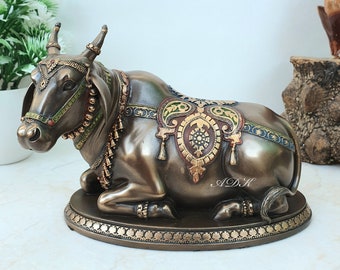 Nandi Statue, Sacred Bull, Hindu God Shiva Gatekeeper, 6 Inch