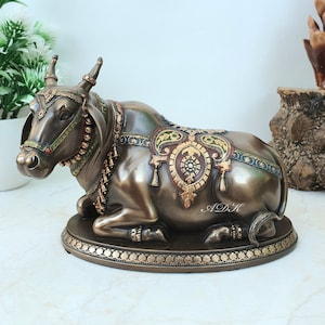 Nandi Statue, Gatekeeper of Shiva & Parvati, God Nandi Statue, 16 CM Bull God, Sacred Bull, Sitting Nandi, Shiv Sevak, Cow God, Animal Gifts