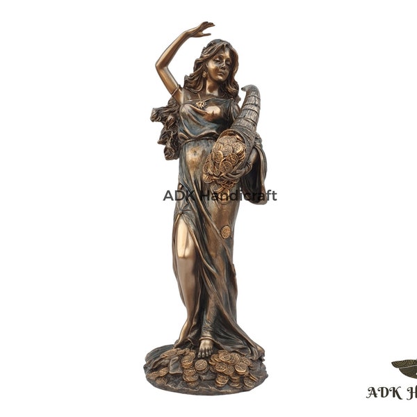 Fortune Lady Statue, 11" Inch Greek Roman Tyche Fortune Goddess Idol For Wealth, Good Luck, Success, Prosperity, Chance,Providence,Fate Gift