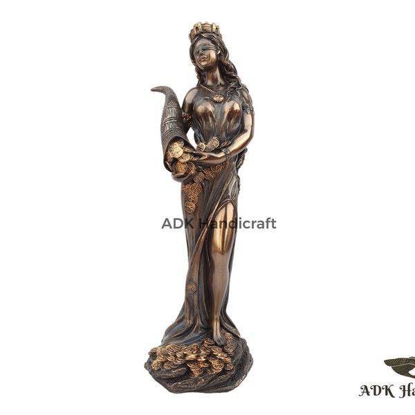 Goddess Fortune Lady Statue, 7" Inch Tyche Greek Roman Fortune Idol For Wealth, Good Luck, Success, Prosperity, Chance,Providence,Fate Gift