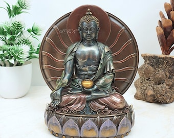 Medicijnboeddhabeeld, zittende dhyan-mudra, altaardecor (15 CM)