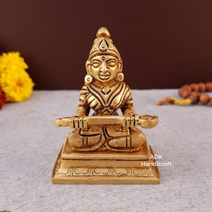 Brass Annapurna Devi- 3&quot; Inches Hindu Goddess of Nourishment, Fortune, Abundance Lakshmi Statue for Home Temple,Laxmi Goddess Annapurna idol
