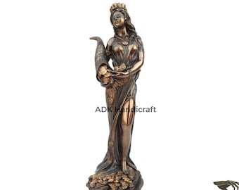Goddess Fortune Lady Statue, 7" Inch Tyche Greek Roman Fortune Idol For Wealth, Good Luck, Success, Prosperity, Chance,Providence,Fate Gift