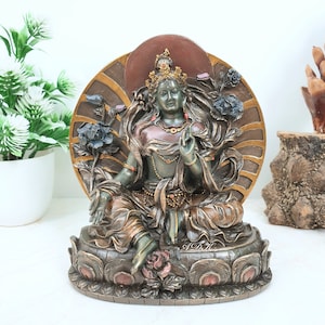 Grüne Tara Statue, Tara Statue, 15 CM Buddha Statue, Tibetische Göttin, Tibetischer Gott, Buddhismus, Buddha Statue, Bodhisattva Statue, Geschenk