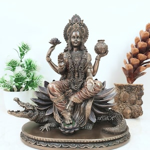 Ganga Statue, 8&quot; Goddess Ganga Statue, Holy River Ganga, Goddess Parvati Sister Idol, Pure Water Source, Divine Mother, Mother Ganga Statue