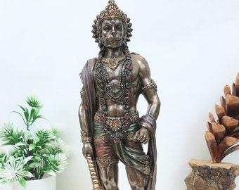 Hanuman Idol, 27 cm Gebundene Bronze Ständige Lord Hanuman Statue, Ram bhakt hanuman. Affengott der Hingabe,Stärke,Zölibat & Bhakti.