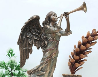天使ミュージシャンのハープ像、20 CM、ハープを演奏する風に吹かれた