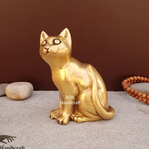 Brass Cat Sculpture, 5 inch, Sitting Cat Figurine, Handcrafted Brass Metal Cat Sculpture, Cat Figurine, Cat Statue, Home Table Decor, Gift
