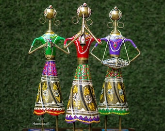 Indian Musicians, Handmade Rajasthani Musician Metal Art, Unique and Antique Decorative Set of 3, Luxury Style Indian handicrafts Gifts Atrs