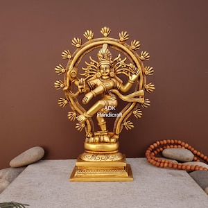 Natraja Statue in Brass, 9.5&quot; Inch Brass Dancing Shiva Nataraja Figure, Natraj Idol, Nataraj Murti For Yoga Studio Decor Shiv Natraj Statue