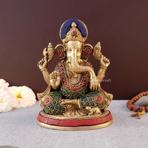 Ganesha Statue Brass, 5.5&quot; Inch Lord Ganesh Statue, Ganpati Murti, Vinayaka Idol, Ganesha idol, Ganesh, Elephant God, Hindu God Of Good Luck