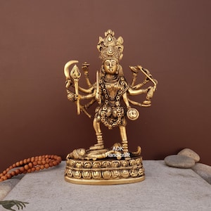 Brass Kali Statue, 9&quot; Inch Maa Kali Statue, Kalika Idol, Standing Goddess Kali Statue, Hindu goddess of Destruction & Power, Kali Shiva Idol