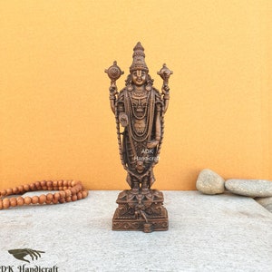Copper Metal Tirupati Balaji Statue, 6.5&quot; Inch Shree Venkateswara Idol, Incarnation of Lord Vishnu Tirupati Balaji Murti, Venkata Srinivasa