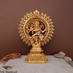 Brass Natraj Statue, 10 Inch Brass Dancing Shiva Nataraja Statue, Shiva Natraja Idol, Shiv Nataraj, Lord Shiva Natraj For Yoga Studio Decor