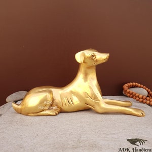 Messing Hundefigur, 9-Zoll-Hund Tier Sammlerstück, Hunde Statue Hausdekoration Ornament, Messing Tier Dekor, Geschenke, Messing Metall sitzender Hund