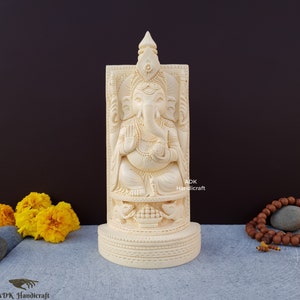 Ganesha Statue, 8&quot; Inch Ivory Looks Dust Marble Lord Ganesh Idol, Ganesha, Ganpati, Vinayaka Idol, Elephant God, Hindu God Of Good Luck Gift